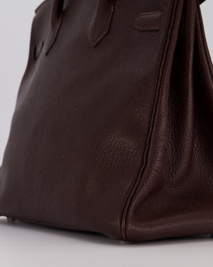 *RARE* Hermes HAC 32 Bag in Chocolat Chèvre Mysore Leather with Palladium Hardware