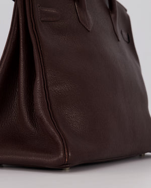 *RARE* Hermes HAC 32 Bag in Chocolat Chèvre Mysore Leather with Palladium Hardware