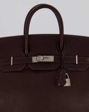 *RARE* Hermes HAC 32 Bag in Chocolat Chèvre Mysore Leather with Palladium Hardware