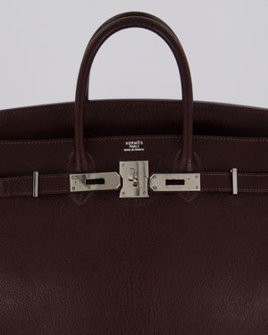*RARE* Hermes HAC 32 Bag in Chocolat Chèvre Mysore Leather with Palladium Hardware