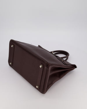 *RARE* Hermes HAC 32 Bag in Chocolat Chèvre Mysore Leather with Palladium Hardware