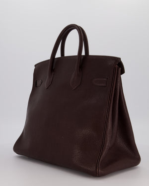 *RARE* Hermes HAC 32 Bag in Chocolat Chèvre Mysore Leather with Palladium Hardware