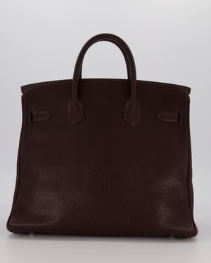 *RARE* Hermes HAC 32 Bag in Chocolat Chèvre Mysore Leather with Palladium Hardware