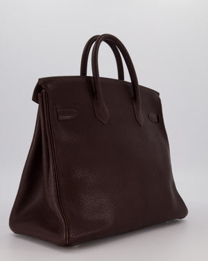 *RARE* Hermes HAC 32 Bag in Chocolat Chèvre Mysore Leather with Palladium Hardware