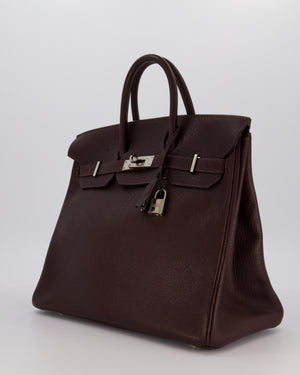 *RARE* Hermes HAC 32 Bag in Chocolat Chèvre Mysore Leather with Palladium Hardware