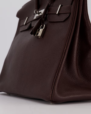 *RARE* Hermes HAC 32 Bag in Chocolat Chèvre Mysore Leather with Palladium Hardware