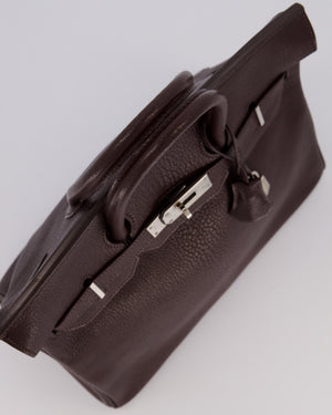 *RARE* Hermes HAC 32 Bag in Chocolat Chèvre Mysore Leather with Palladium Hardware