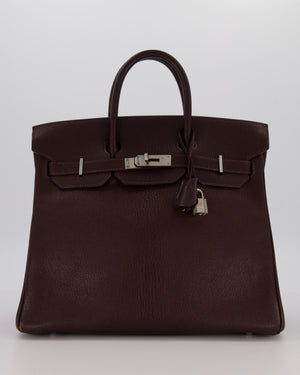 *RARE* Hermes HAC 32 Bag in Chocolat Chèvre Mysore Leather with Palladium Hardware