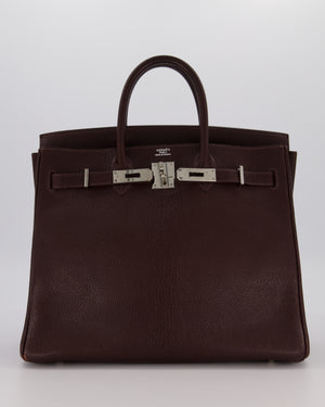 *RARE* Hermes HAC 32 Bag in Chocolat Chèvre Mysore Leather with Palladium Hardware