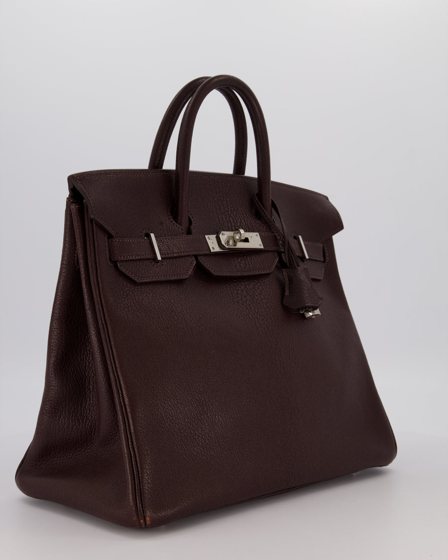 *RARE* Hermes HAC 32 Bag in Chocolat Chèvre Mysore Leather with Palladium Hardware