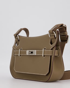 Hermès Mini Jypsiere Crossbody Bag in Etoupe Swift Leather with Palladium Hardware