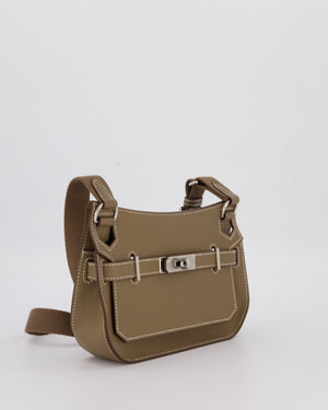 Hermès Mini Jypsiere Crossbody Bag in Etoupe Swift Leather with Palladium Hardware