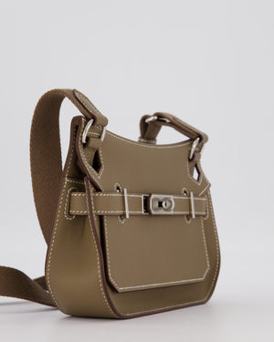 Hermès Mini Jypsiere Crossbody Bag in Etoupe Swift Leather with Palladium Hardware