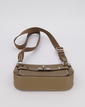 Hermès Mini Jypsiere Crossbody Bag in Etoupe Swift Leather with Palladium Hardware
