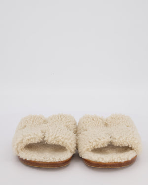 Hermès Ecru Shearling Izmir Sandal Size EU 42.5