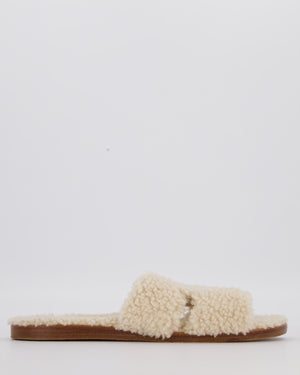 Hermès Ecru Shearling Izmir Sandal Size EU 42.5