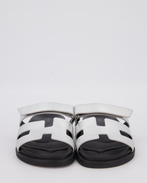Hermès Gris Argente Goatskin Chypre Sandals Size EU 42