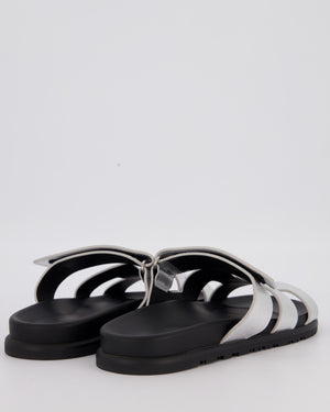 Hermès Gris Argente Goatskin Chypre Sandals Size EU 42
