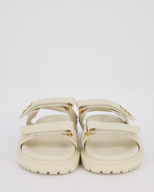 Christian Dior Dioract White Lambskin Sandal with Gold Hardware Size EU 42.5