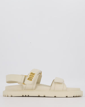 Christian Dior Dioract White Lambskin Sandal with Gold Hardware Size EU 42.5