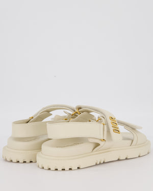 Christian Dior Dioract White Lambskin Sandal with Gold Hardware Size EU 42.5