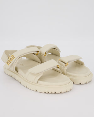 Christian Dior Dioract White Lambskin Sandal with Gold Hardware Size EU 42.5