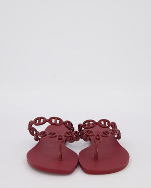 Hermes Island Rouge H Rubber Jelly Sandals Size EU 42