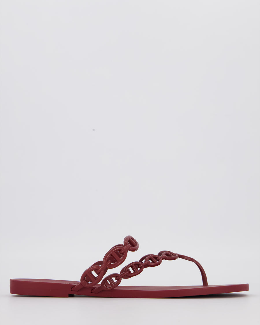 Hermes Island Rouge H Rubber Jelly Sandals Size EU 42