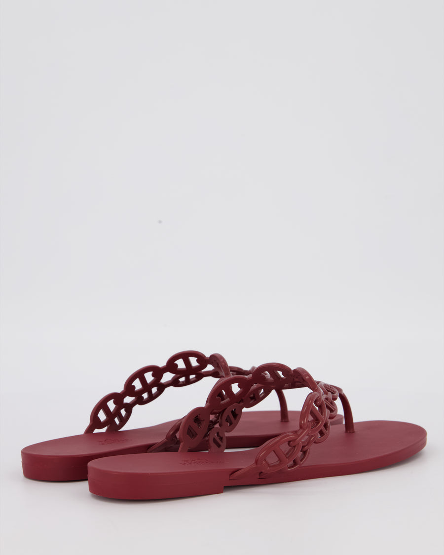 Hermes Island Rouge H Rubber Jelly Sandals Size EU 42