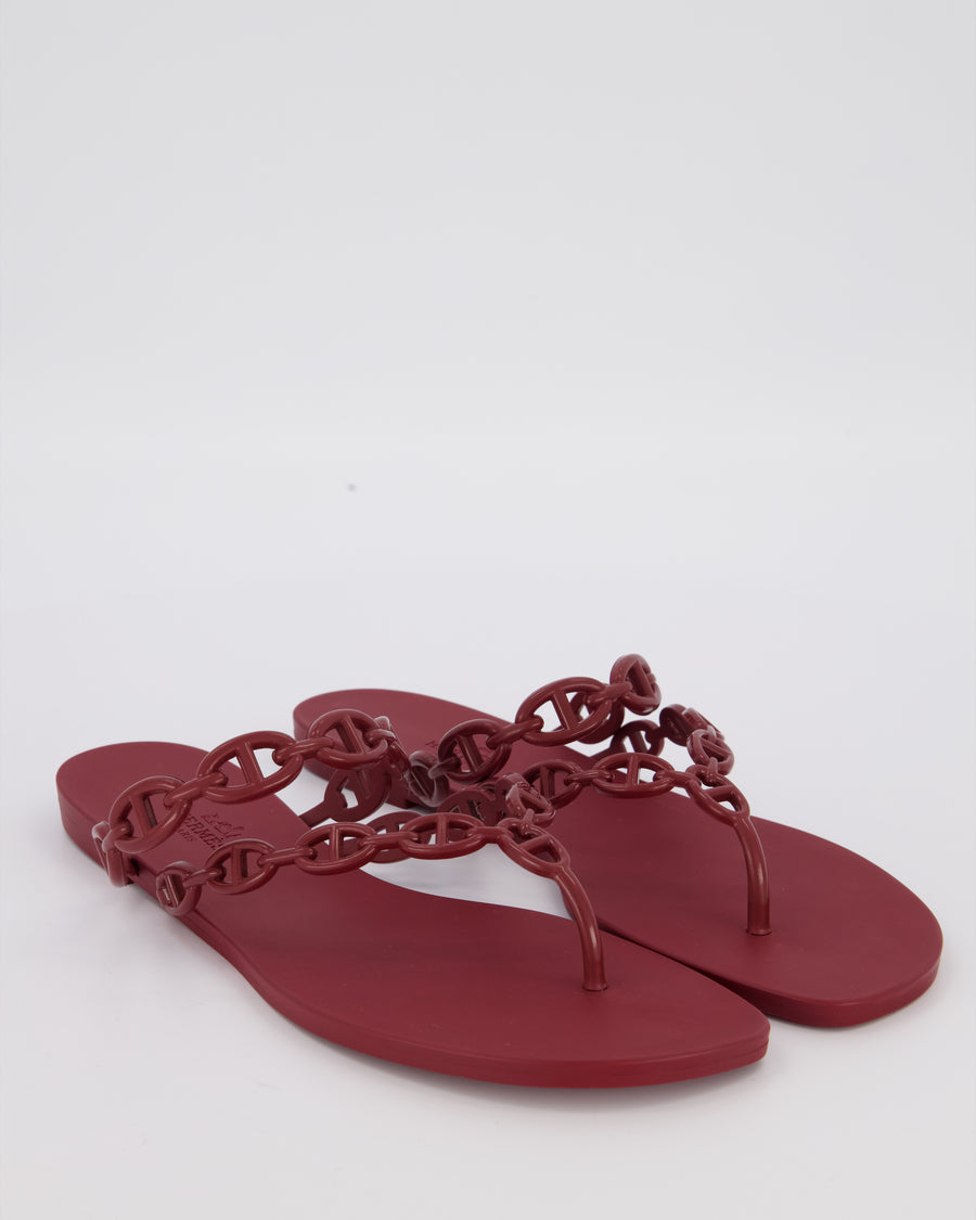 Hermes Island Rouge H Rubber Jelly Sandals Size EU 42