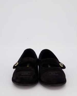 Chanel Black Suede Shearling Mary Jane Flats Size EU 42