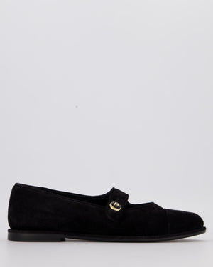 Chanel Black Suede Shearling Mary Jane Flats Size EU 42