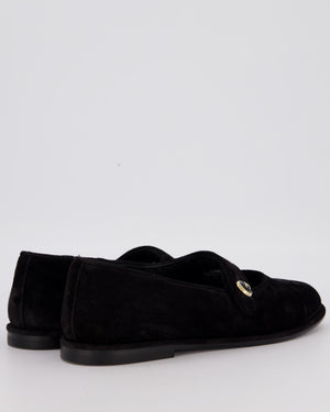 Chanel Black Suede Shearling Mary Jane Flats Size EU 42