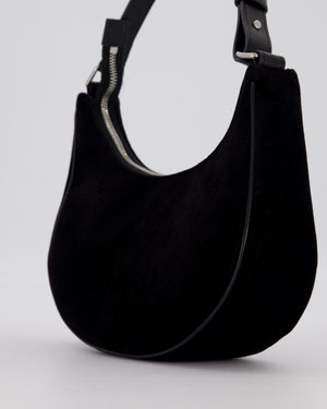 Celine Black Ava Triophe Shoulder Bag in Velvet with Crystal Details