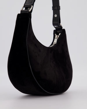 Celine Black Ava Triophe Shoulder Bag in Velvet with Crystal Details