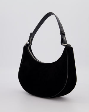 Celine Black Ava Triophe Shoulder Bag in Velvet with Crystal Details
