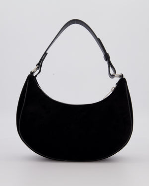 Celine Black Ava Triophe Shoulder Bag in Velvet with Crystal Details
