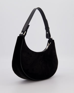 Celine Black Ava Triophe Shoulder Bag in Velvet with Crystal Details