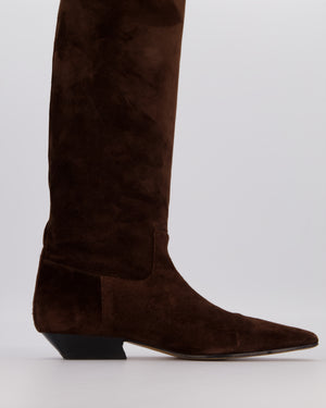 Khaite Dark Brown Suede Leather High-Knee Boots Size EU 39.5