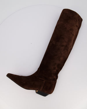 Khaite Dark Brown Suede Leather High-Knee Boots Size EU 39.5