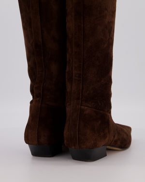 Khaite Dark Brown Suede Leather High-Knee Boots Size EU 39.5