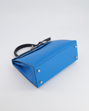 Hermès Kelly II Tricolour 25 Sellier Bag in Bleu Zanzibar, Bleu De Prusse and Noir Epsom Leather with Palladium Hardware