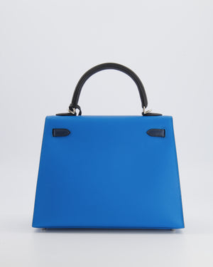 Hermès Kelly II Tricolour 25 Sellier Bag in Bleu Zanzibar, Bleu De Prusse and Noir Epsom Leather with Palladium Hardware