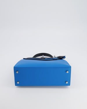 Hermès Kelly II Tricolour 25 Sellier Bag in Bleu Zanzibar, Bleu De Prusse and Noir Epsom Leather with Palladium Hardware