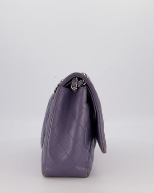 Chanel Lavender Purple Maxi Classic Double Flap Bag in Lambskin Leather with Silver Hardware