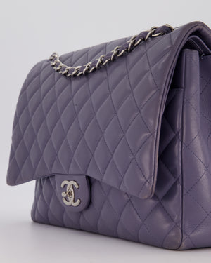 Chanel Lavender Purple Maxi Classic Double Flap Bag in Lambskin Leather with Silver Hardware