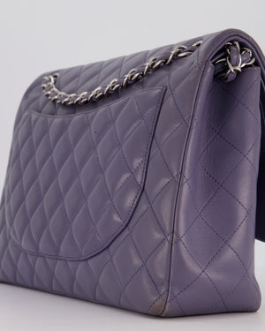 Chanel Lavender Purple Maxi Classic Double Flap Bag in Lambskin Leather with Silver Hardware