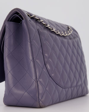 Chanel Lavender Purple Maxi Classic Double Flap Bag in Lambskin Leather with Silver Hardware