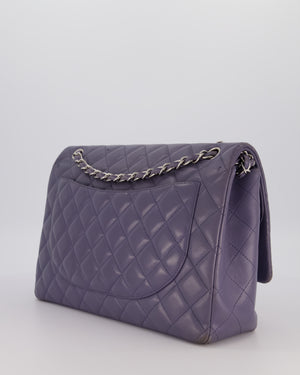 Chanel Lavender Purple Maxi Classic Double Flap Bag in Lambskin Leather with Silver Hardware