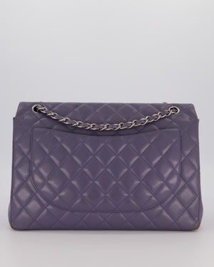 Chanel Lavender Purple Maxi Classic Double Flap Bag in Lambskin Leather with Silver Hardware